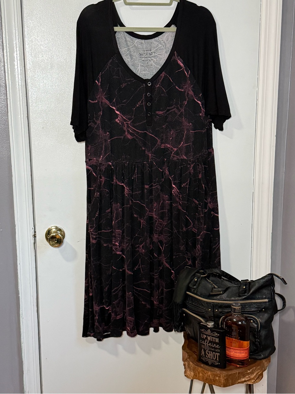 Torrid Size 3 Black and Pink Burnout Marble Print Skater Dress